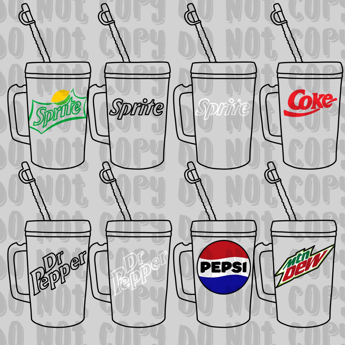 Soda Cups Outline Bundle