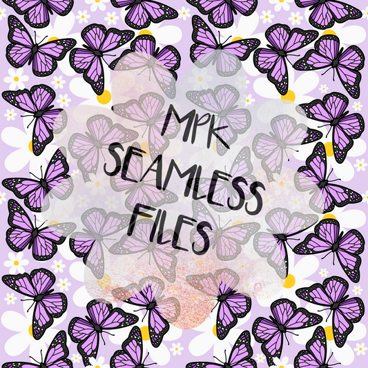 Purple Butterflies + Flowers