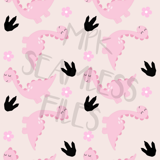 Light Pink Dino with flowers
