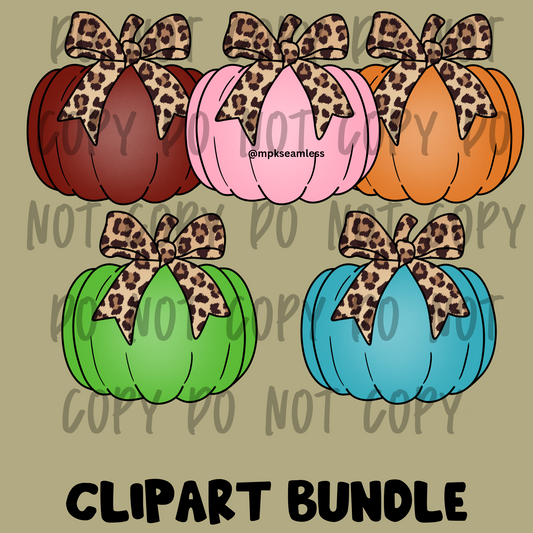 Cheetah Bow Pumpkin Clipart