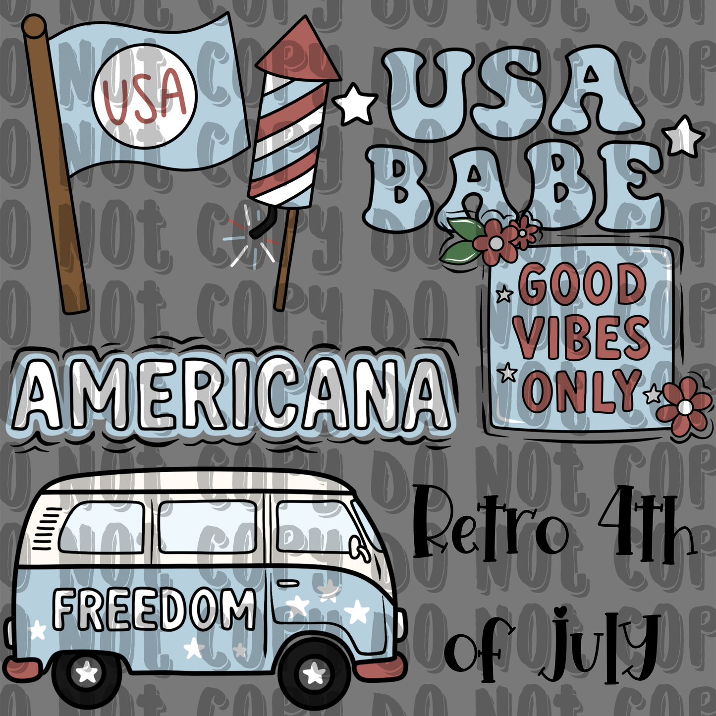 4th of july retro clipart