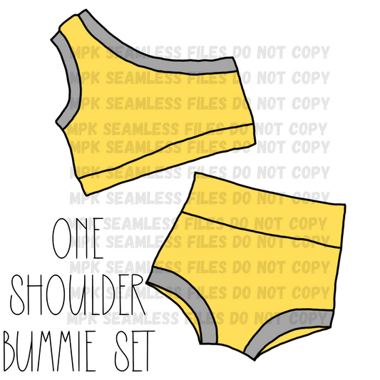 One Shoulder Bummie Set Mockup